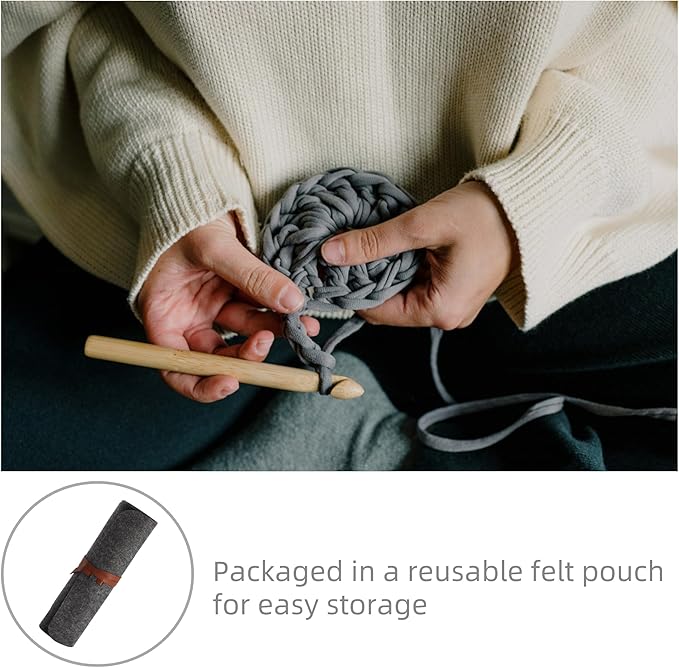 Bamboo Crochet Hooks Set - 15mm(P/Q), 20mm(S), 25mm(U) 3PCS Giant Hooks with Portable Case - Perfect for Big Loop or Extra Bulky Yarn Projects