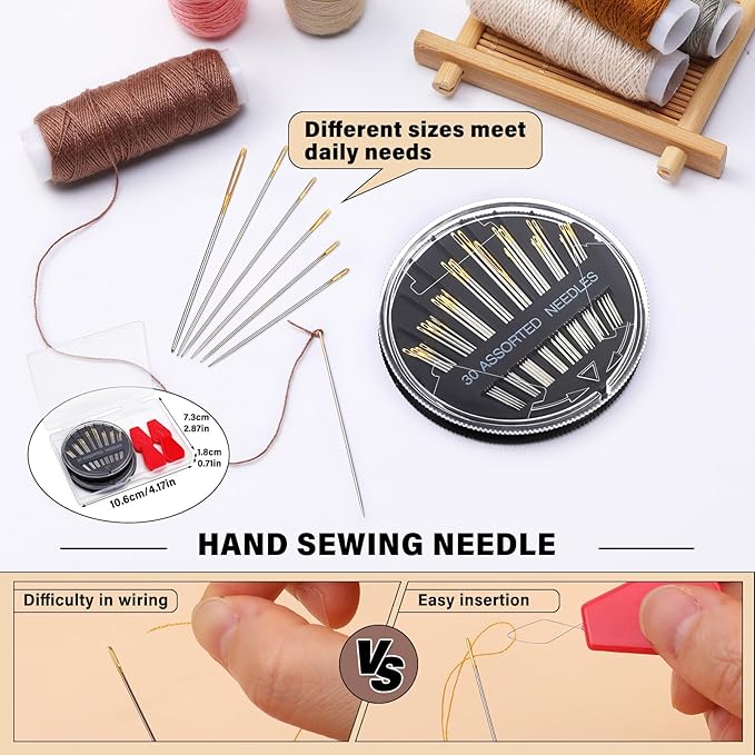 Ftyiwu 60 Pack Hand Sewing Needles, Embroidery Needles Kit Assorted, 6 Sizes Large Eye Sewing Needles with Threaders for DIY Craft Projects, Handsewing, Sewing Repair