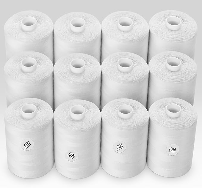 2PCS Thread - 1000Yard White All Purpose Sewing Machine Thread for Sewing