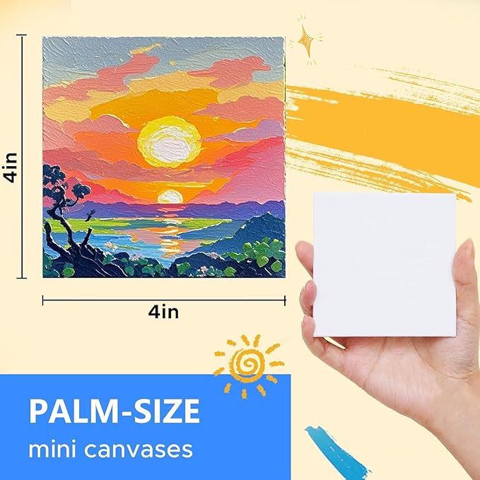Mini Canvas for Painting 36 Pack, 4x4 Inch Small Canvases for Painting, Blank Canvas Boards Panels Gesso Primed 100% Cotton for Acrylic Oil Watercolor Tempera, Ideal for All Skill Level