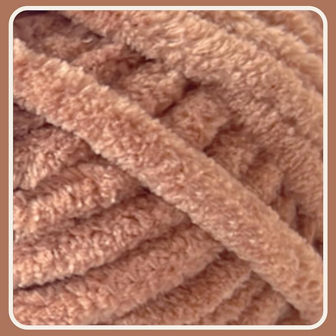 Soft Velvet Yarn Chenille Yarn for Crocheting and Knitting – Bulky (93 Yards/100g) - Polyester - Yarn for Blanket Amigurumi Weaving Crafts (Mocha Brown, 2 Pack)