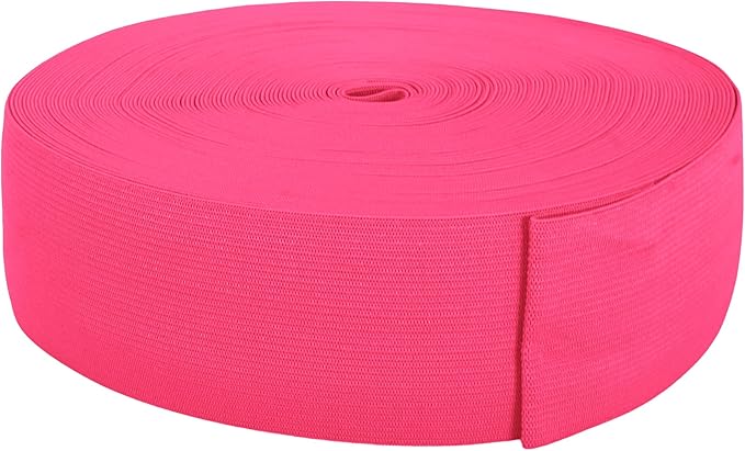 Mandala Crafts Wide 2 Inch Hot Pink Elastic Bands Spool for Pants Waistbands Sewing and DIY Crafts, 25 YD Stretchy Flat Fabric Strap Knit Elastic Band for Wig