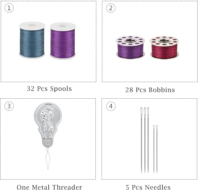NEX 60 Pcs Bobbins Sewing Thread Kit, Polyester Mini Bobbins and Thread Spools for Hand & Machine Sewing