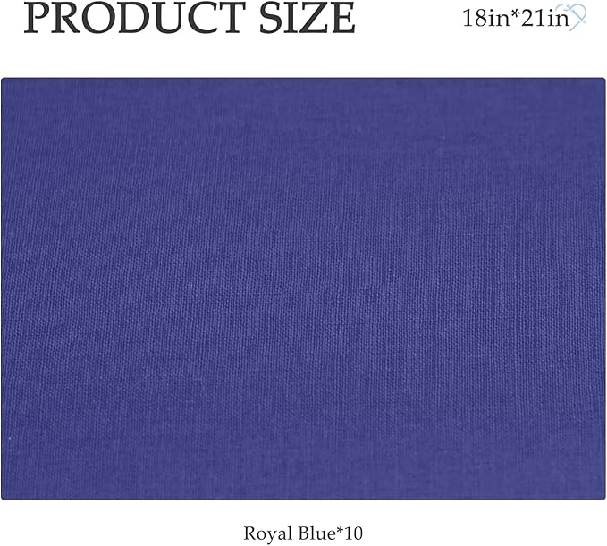 10 Pieces 18 x 21 Inches Cotton Fabric Precut Quilting Fabric Bundles Solid Colors Layer Cakes Quilt Material for DIY Craft Sewing Embroidery (Royal Bule)
