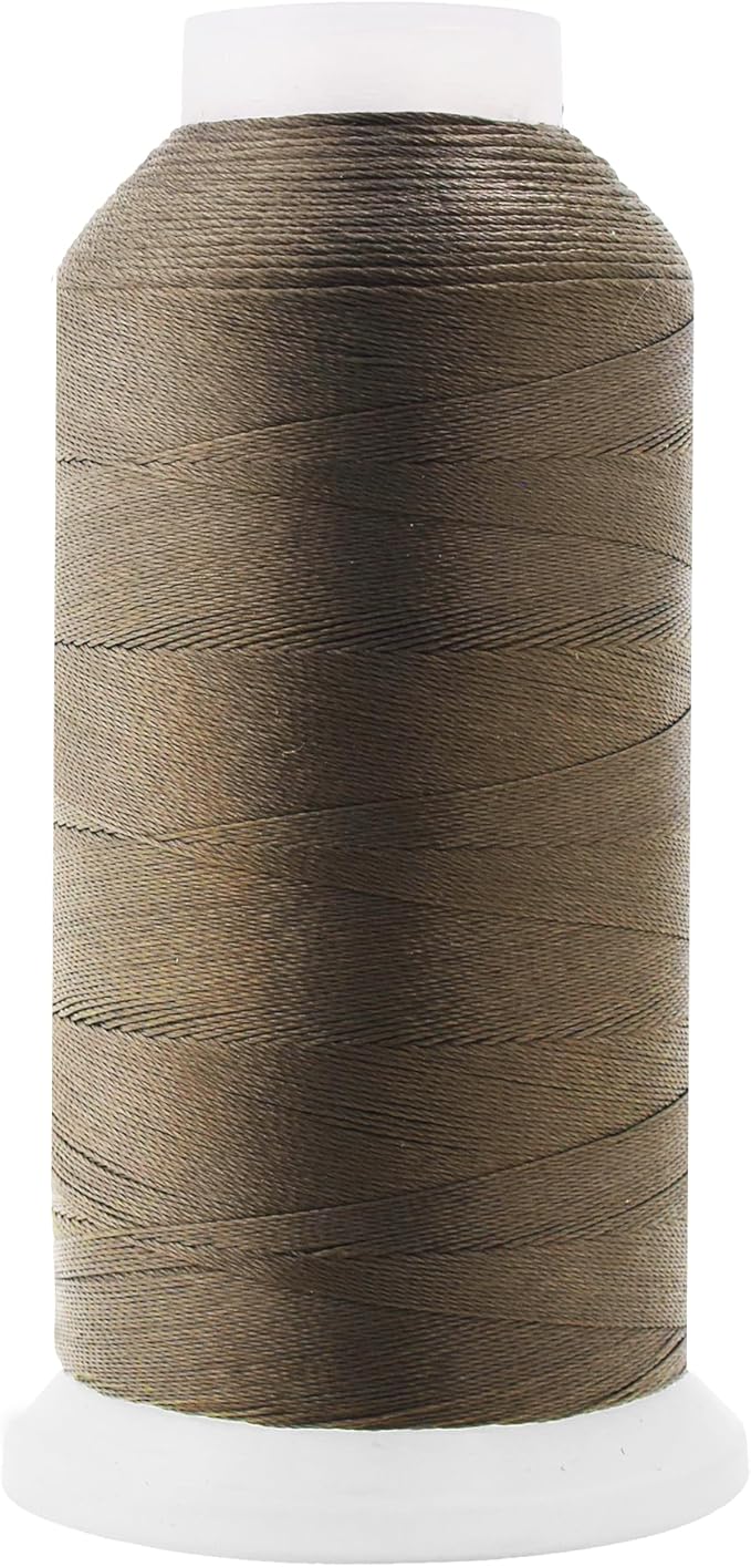 Mandala Crafts Dark Beige Heavy Duty Thread - 1500 Yds Tex 70 Bonded Polyester Threads for Sewing Drapery, Jeans, Leather, Hair, Outdoor Marine Upholstery