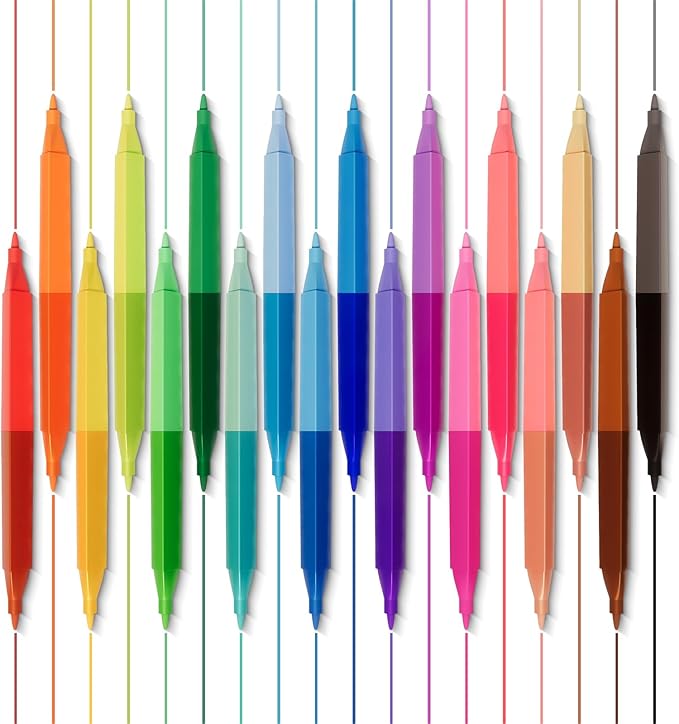 Double Sided Washable Mini Markers for Kids Ages 4–12, 36 Colors Non-Toxic Thin Markers with Travel Case,School & Travel Essentials