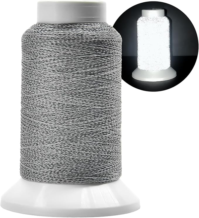 Reflective Embroidery Thread,Embroidery Machine Thread in Grey,Single Reel of 1000M(1093Y),Polyester Embroidery Thread for Embroidery