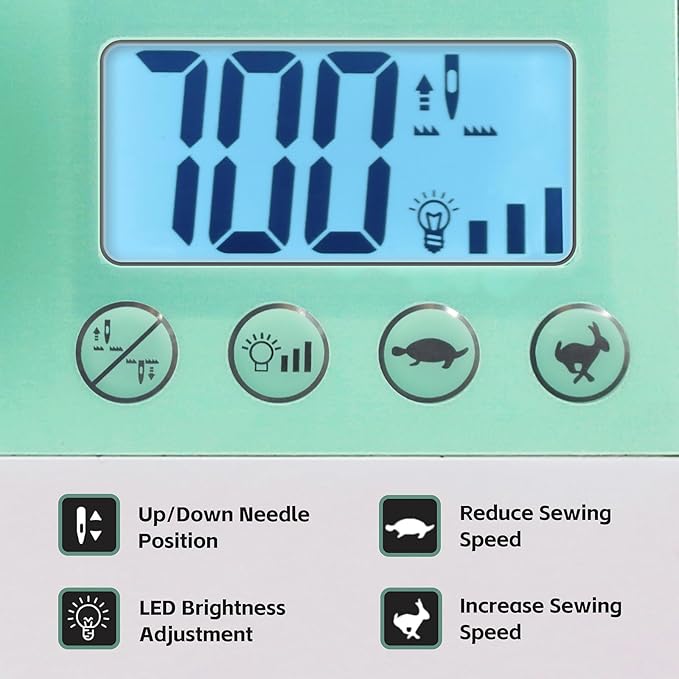 FEIYUE FYe320 Full Size Sewing Machine with Foot Pedal, Speed Control, Heavy Duty & Portable, LCD Display, 25 Built-in Stitches, 6 Bobbins & 5 Included Sewing Feet