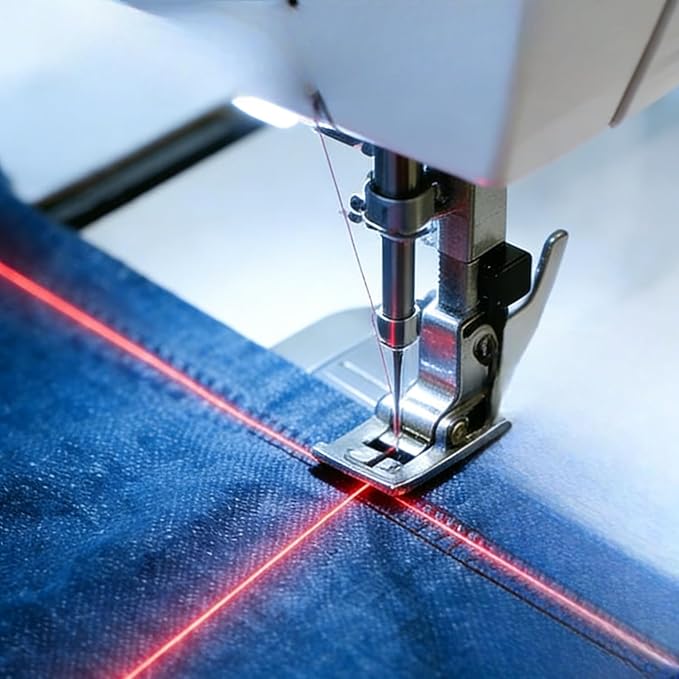 Magnetic Positioning Quilting Light for Sewing Machine, USB & Plug in Red Guide Line Tool with Dot/Straight Line/Crosshair Projection, LED Vision Guide with Bendable Arm (USB, Straight)
