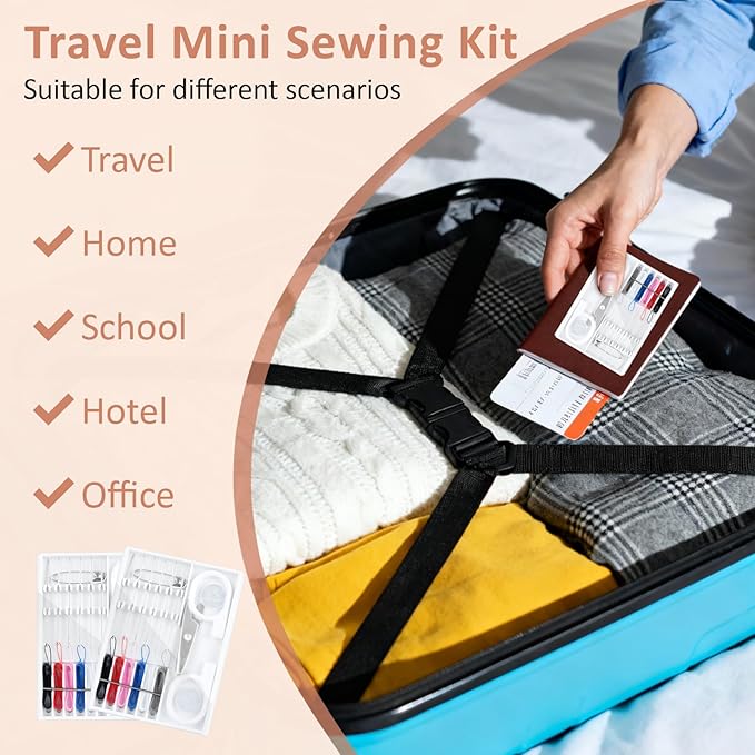 Worldity 60 Boxes Mini Sewing Kit Bulk, Travel Sewing Kit with Pre Threaded Needles, Scissors, Button, Pin, Emergency Quick Fix Repair Sewing Set for Home, Hotel, Travel Necessities (Assorted Color)
