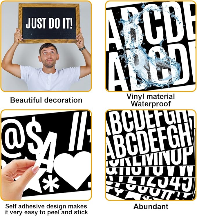 400 Pcs 24 Sheets Large Letter Stickers 2.5 Inches White Alphabet Number Self Adhesive Sticker for Bulletin Board, Classrooms, Mailbox, Scrapbooking, Poster Board, Wall Vinyl Stick On