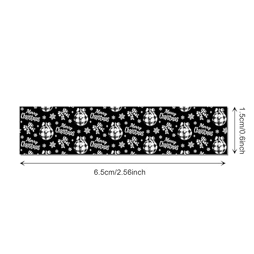 12 Pcs Black Christmas Washi Tape Watercolor Xmas Pattern Masking Tape Decorations Christmas Eve Decorative Paper Sticker for Vintage Journals, Planners, DIY Craft Gift Wrapping