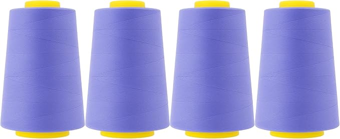 Mandala Crafts 4 Pack of Serger Threads Cones Spools - 40S/2 24000 Yards Polyester Periwinkle Threads for Sergers Machine and Overlock Quilting Sewing Machine