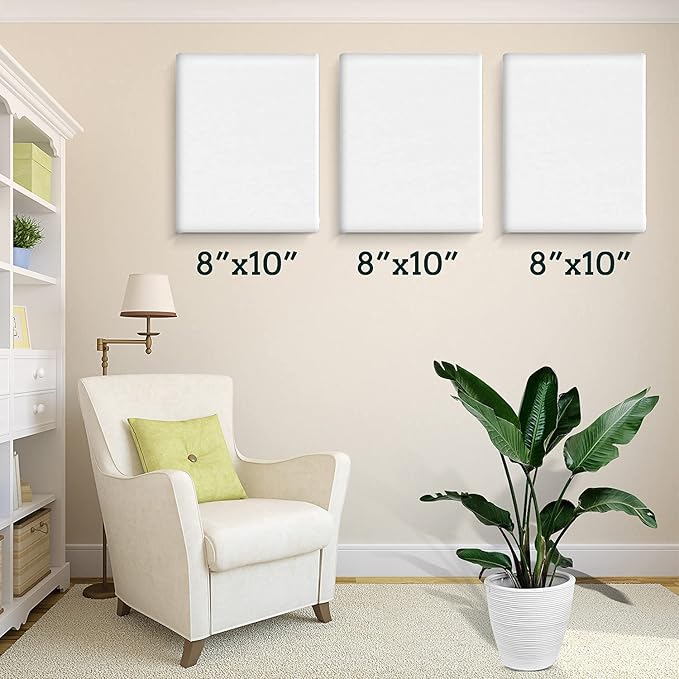 20 Pack Canvases for Painting with 8x10, Painting Canvas for Oil & Acrylic Paint.
