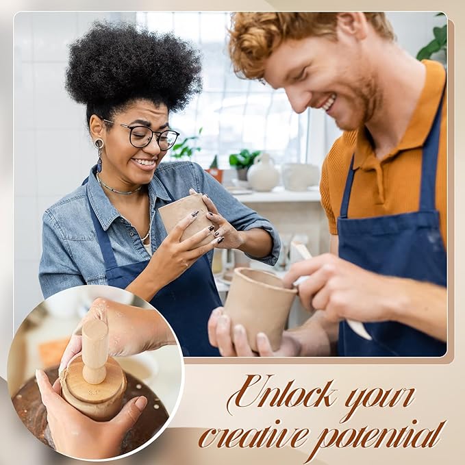 Juexica 3 Pcs Pottery Clay Molds 3 Size 2.5'', 3.1'', 3.7'' Plaster Mug Vase Tools with Removable Handle, Pottery Cup Shaping Tool Wood Slump Press Mold for DIY Ceramic Cup Mug Vase Making