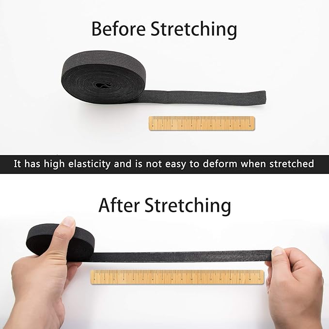 5/8 Inch 2 Rolls Elastic Band Roll Elastic Spool Stretch Strap for Sewing Trouser Skirt (White 11Yard, Black 11Yard)