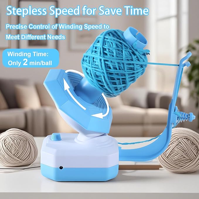 Yuehuamech Yarn Winder, Electric Yarn Ball Winder for Crocheting, 10oz Large Capacity Stepless Speed Control Automatic Yarn Spinning Machine Ideal for Crochet Enthusiasts