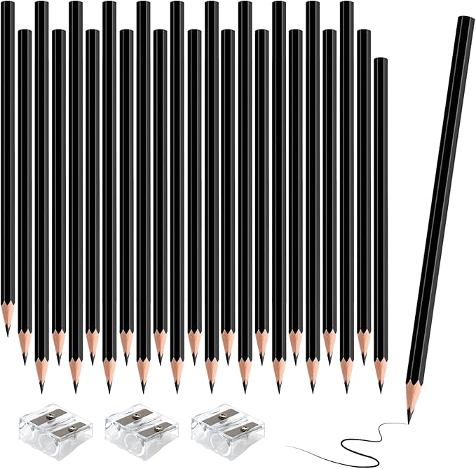 36 PCS Black Colored Pencils, Pre-sharpened Professional Wooden Art Pencils Set for Artists Painting | Premium Drawing Sketching Supplies (Black)