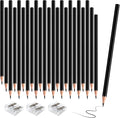 36 PCS Black Colored Pencils, Pre-sharpened Professional Wooden Art Pencils Set for Artists Painting | Premium Drawing Sketching Supplies (Black)