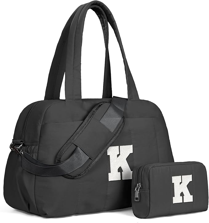 Christmas Gifts for Women-Duffle Bag with Initial, Gifts for Teenagers-Personal Item Travel Bags，Gym Bag with Wet Pocket，Lightweight Travel Bags Personalized Tote with Makeup Pouch