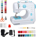 Mini Sewing Machine for Beginners, Portable Electric Sewing Machine with Dual Speed, 12 Built-in Stitches, Foot Pedal, and Accessories Kit for Home DIY Projects & Gift, Blue