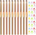 Aeelike 10pcs Size I / 5.5mm Crochet Hooks,Aluminum Crochet Needles and 30pcs Stitch Markers for Beginner and Advanced, Crocheter Hook Set for Learning How to Crochet