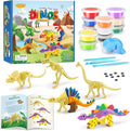 Dinosaur Air Dry Clay Kit – Create 5 Dinosaur Models with 12 Colors of Modeling Clay, Instruction Guide – Fun & Educational Craft Set for Kids