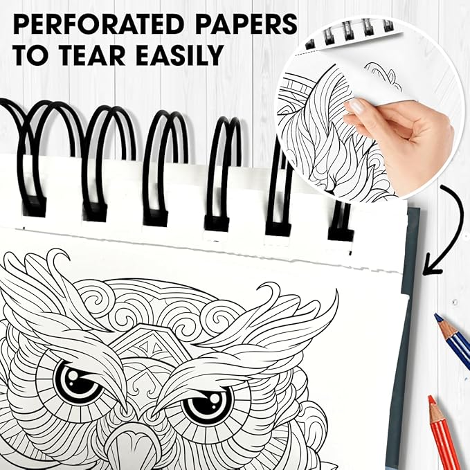 SOUTHERN LOTUS Animal Patterns Spiral Coloring Book Wirebound Hardcover Papers With Relaxing Animals Mandala Drawings Color Pages For Adults Women Seniors Mindfulness Relaxation Anxiety Relief
