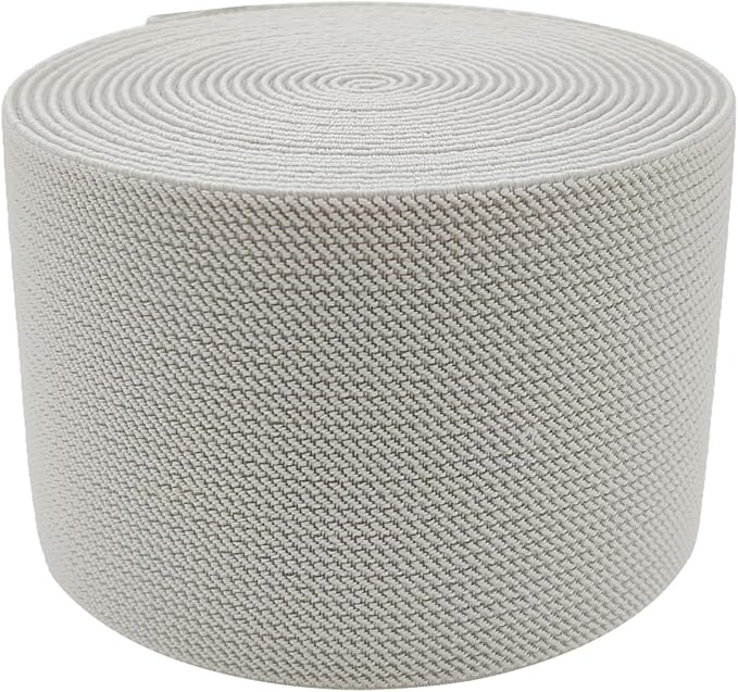 Gray Knit Elastic Band 3 inch 5 Yards Double-Side Twill Woven Elastic Heavy Stretch Elastic Spool for Sewing Pants Waistband, Wigs, Skirts, Craft DIY Projects (#29)