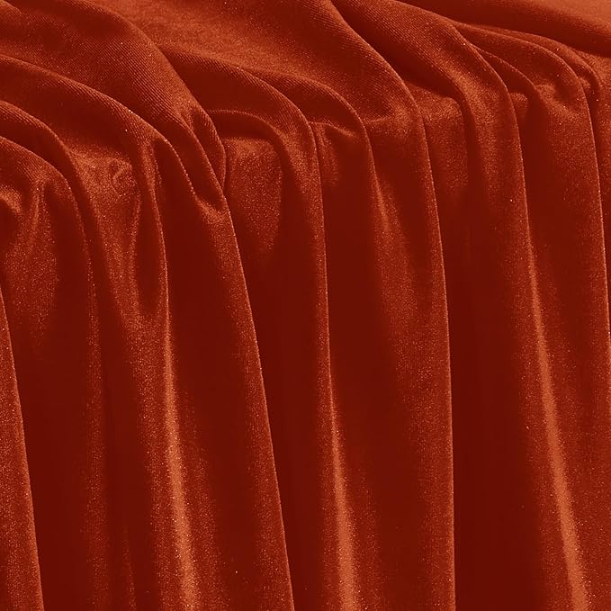 KKJIAF Rust Red Stretch Velvet Fabric 60 Inch Wide, 1 Yard Soft Stretchy Fabric for Sewing Clothes, Apparel, Costume, Crafts - 90% Polyester 10% Spandex