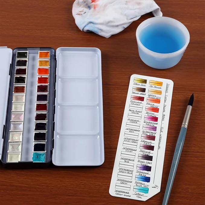 HG Art Concepts Painters Color Diary Watercolor Swatch Card, 24-Pan Size, 10-Pk, 140 lb Hot Press 100% Cotton Paper, Fits New York Central Palette Box, Color Swatch Book for Markers & Colored Pencil