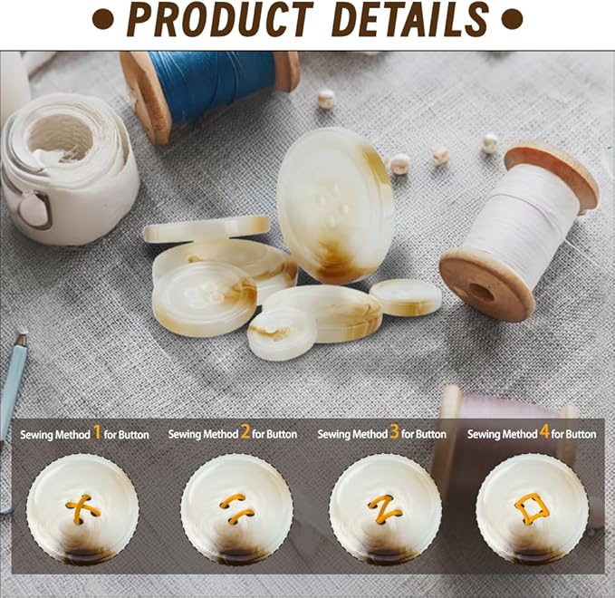 140PCS Mixed Resin Sewing Buttons Round 4 Holes for Sewing Clothes DIY Projects Painting Holiday Ornament Easter Egg Fillers Decoration 8 Sizes Mix