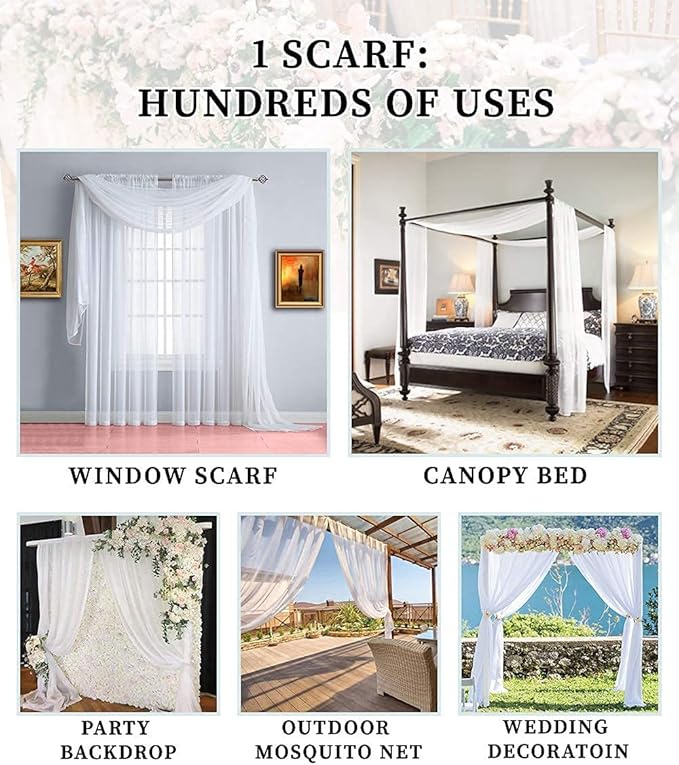 WARM HOME DESIGNS Wedding Arch Draping Fabric Bundle Has 2 216 Inch (18 Feet) Scarves in Navy Blue & White Fabric for Wedding Ceremony or Photoshoot Decoration. AD White & Navy 216”