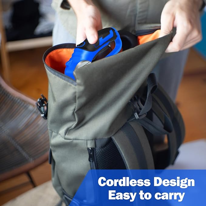 Cordless Electric Scissors, 4V Box Cutter & Cardboard Cutter with Upgrade Blade, LED Light, Safety Lock - Rechargeable Rotary Cutter for Fabric, Leather, Plastic, Sewing, Industrial (Royal Blue)