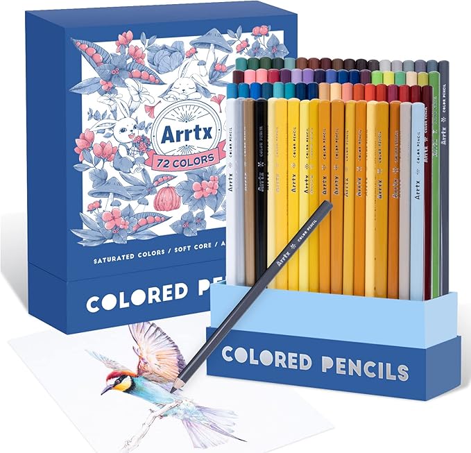 Arrtx 72 Colored Pencils for Adult Coloring Drawing Blending Shading Sketching Painting, Soft Core Coloring Pencils Art Craft Supplies, Premium Color Pencils Set for Artists Adults