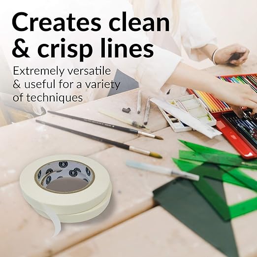 3pk White Artist Tape for Watercolor Paper, Painters, Artists, Painting, Removable Masking, Drafting, Canvas Framing, Paint Mask, Thin, Residue-Free, Low Tack Acid, 0.6in