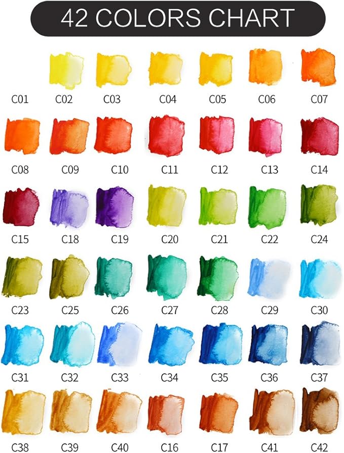 Watercolor Paint Set, 42 Assorted Colors Foldable Paint Set with Brushes, Travel Pocket Watercolor Kit, for Painters Students Artist Beginning Adults Field Sketch Outdoor Painting