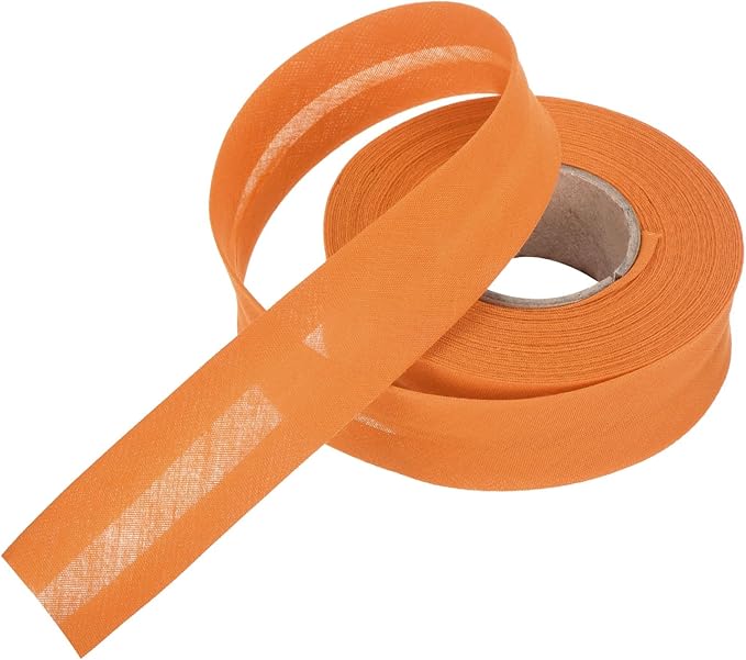 MECCANIXITY 1 Inch Single Fold Bias Tape Polyester Continuous Bulk Bias Tape for Sewing,Seaming Quilting Hemming Binding Crafts (Orange 10 Yards)
