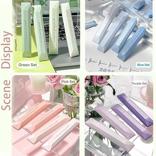 4PCS Double Sided Tape Pens, Double Sided Tape Roller, 6 mm x 196 Inch Gradient Color Glue Tape Roller, Adhesive Tape for Scrapbooking, Gift Wrapping, Photo Mounting, School Office & Crafts (Pink)