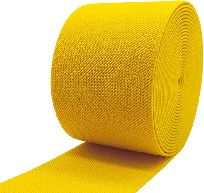Gold Knit Elastic Band for Pants Waist 3 inch 5 Yards Wide Double-Side Twill Woven Elastic Heavy Stretch Elastic Spool Band for Sewing-Wigs-Skirts-Craft DIY Projects
