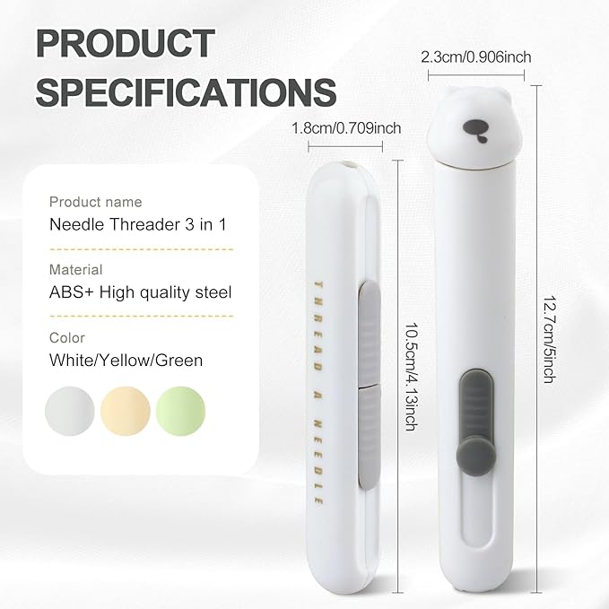 Automatic Needle Threaders Seam Ripper, Upgraded 3 in 1 Sewing Needle Threader Tool, Stretchable Quick Seam Rippers with Needle Storage for Hand Quilling, Embroidery Stitch Removal(Grey)