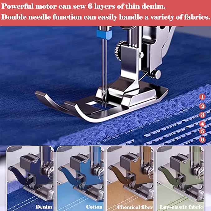 Sewing Machine for Beginners, Electric Mini Portable, 14 Built-in Stitches with Reverse Sewing, 2 Speeds Double Thread with Foot Pedal, Storage Bag, Cotton Fabric and Threads- Extension Table