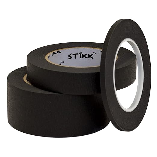 STIKK Painters Tape - 3pk Black Painter Tape - 1/4 inch x 60 Yards - Paint Tape for Painting, Edges, Trim, Ceilings - Masking Tape for DIY Paint Projects - Residue-Free Painting Tape