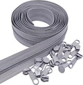 MebuZip #3 Nylon Coil Zippers by The Yard Bulk Zipper Roll Zipper Tape 10 Yards with 25pcs Pulls for Sewing Tailor DIY Craft Bags Pillows (Grey 10Yards)