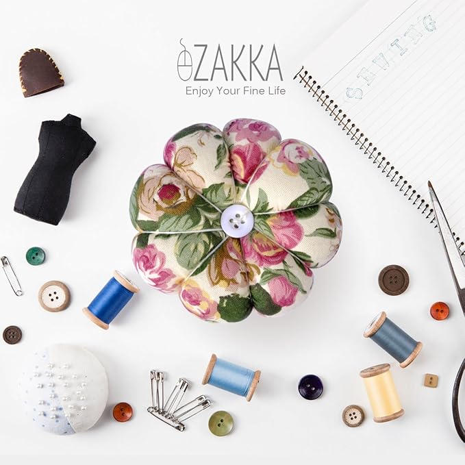 eZAKKA Pin Cushion Polka Pumpkin Wrist Pin Cushions Wearable Needle Pincushions for Sewing Quilting Pins Holder (Flowers)