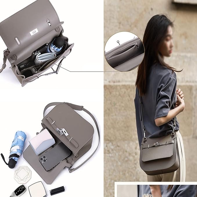 POPSEWING Designer Crossbody Bag DIY Kit for Girls - Leather Working & Sewing Kit for Shoulder Bag, Personalized Gifts (Grey)