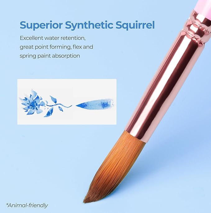 Nicpro 12pcs Watercolor Paint Brushes, Aesthetic Pastel Round Pointed Tip Paint Brush Set, Professional Soft Synthetic Squirrel Paint Brushes, Artist Painting Brushes for Watercolor, Inks, Gouache