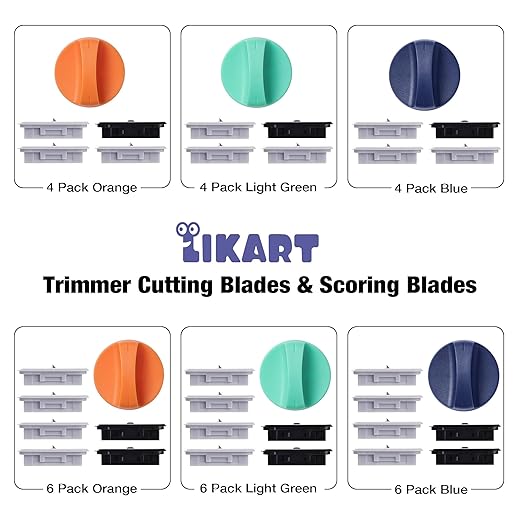 Likart 6-Pack Paper Cutter Replacement Blade kit,Compatible for Cricut Portable Trimmer/Basic Trimmer/Cricut Roll Holder,4 Cutting Blades & 2 Scoring Blades with a Holder,Light Green