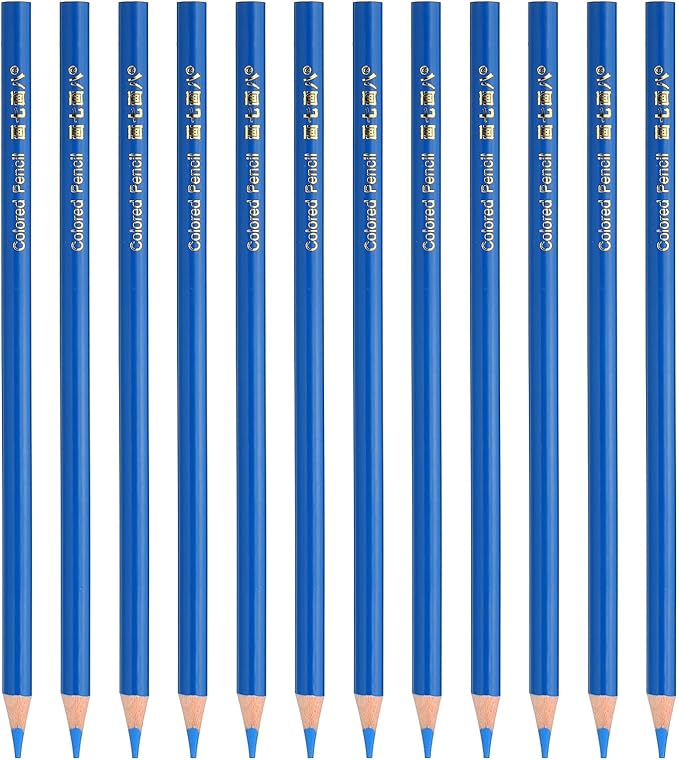 PATIKIL Medium Blue Colored Pencils Set,12 Pcs Oil Color Pencils Wooden Coloring Drawing Pencil for Artists Art Painting