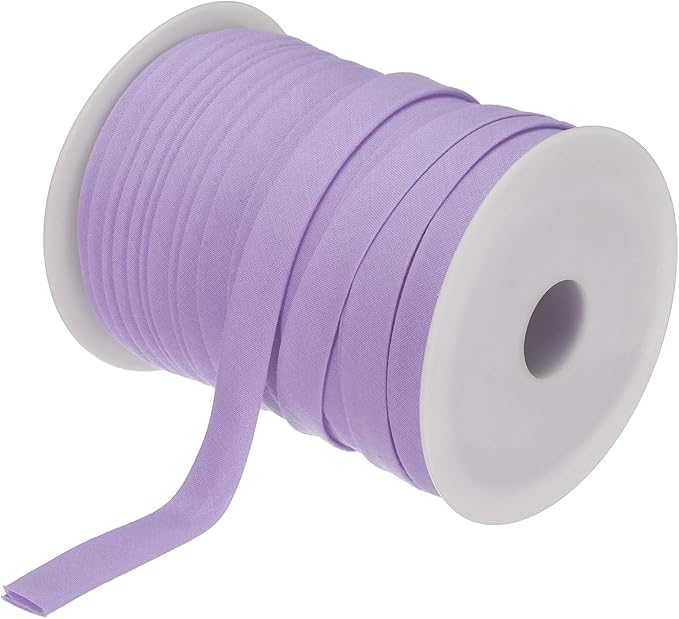 MECCANIXITY 1/2 Inch Double Fold Bias Tape Polyester Continuous Bulk Bias Tape for Sewing,Seaming Quilting Hemming Binding Crafts (Light Purple 55 Yards)
